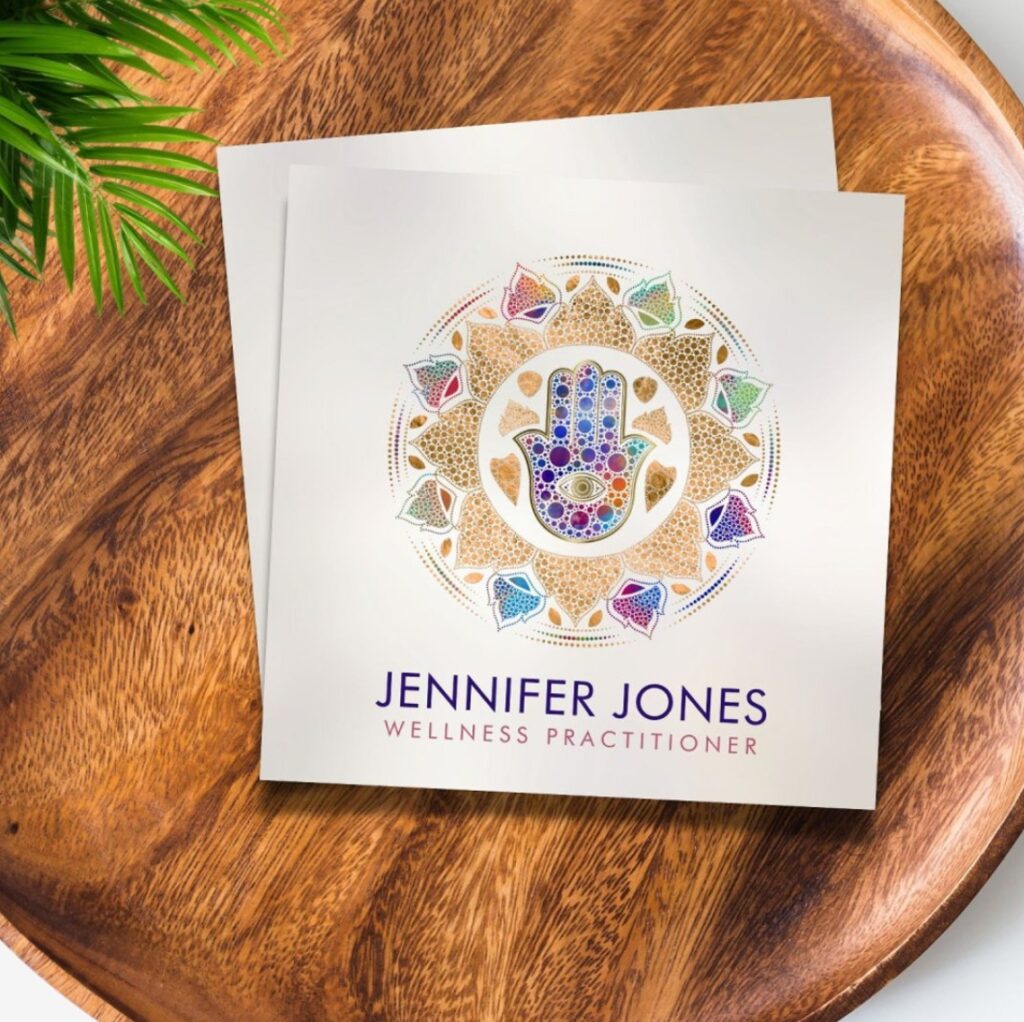 Hamsa Hand -Hand of Fatima in Lotus mandala Square Business Card