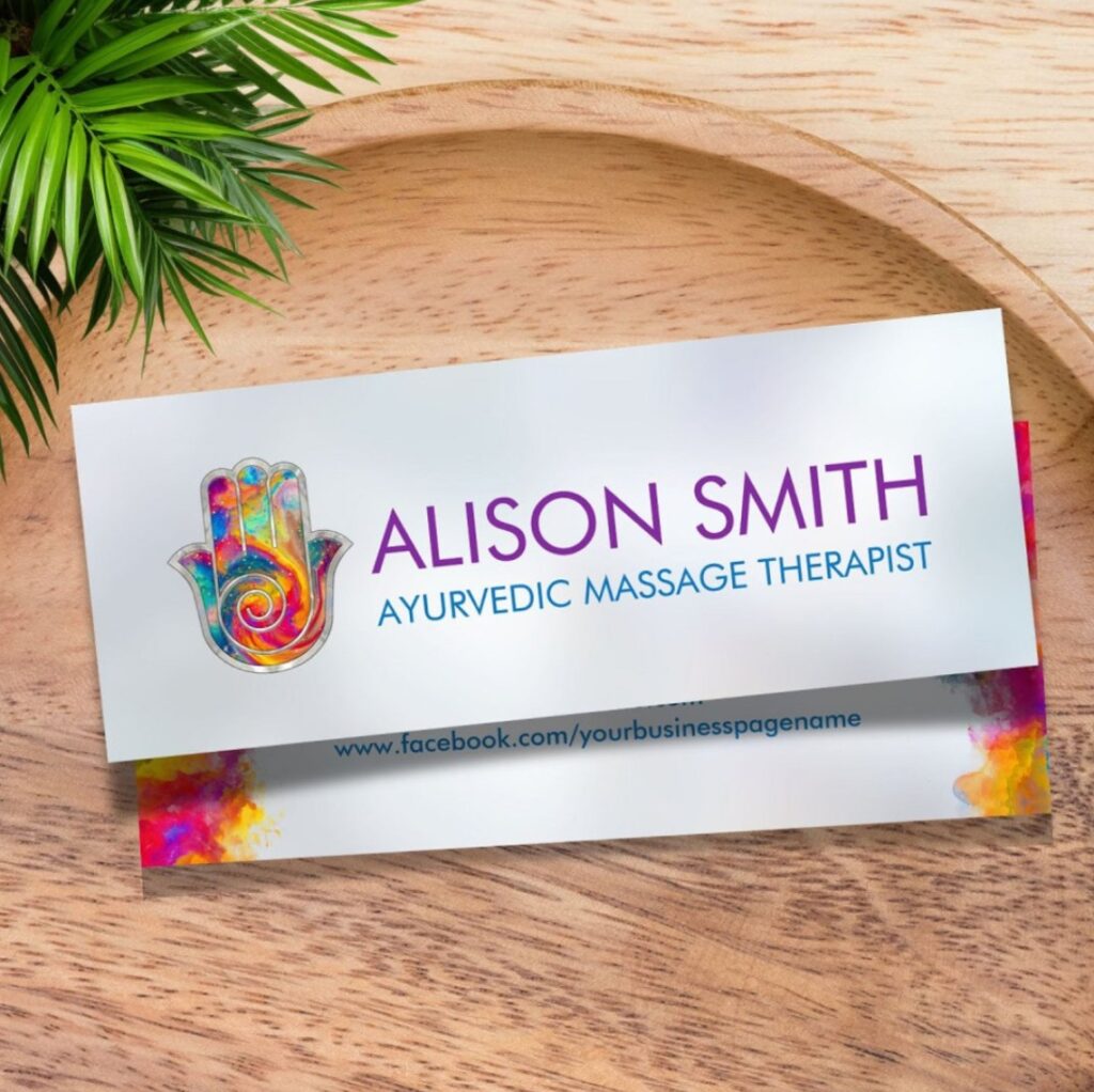 Colorful Hamsa Hand Energy Spiral Mini Business Card
