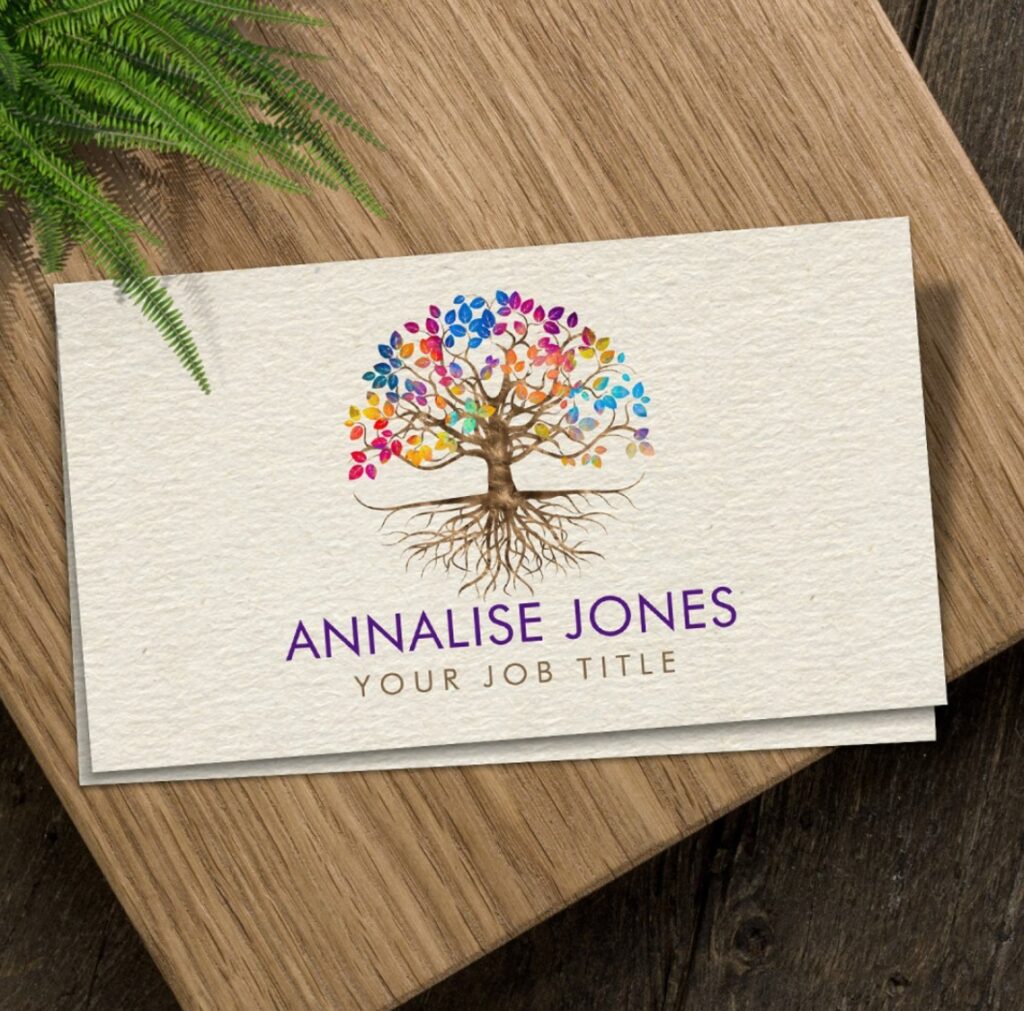 Golden Tree of life - Yggdrasil - Colorful Leaves Business Card