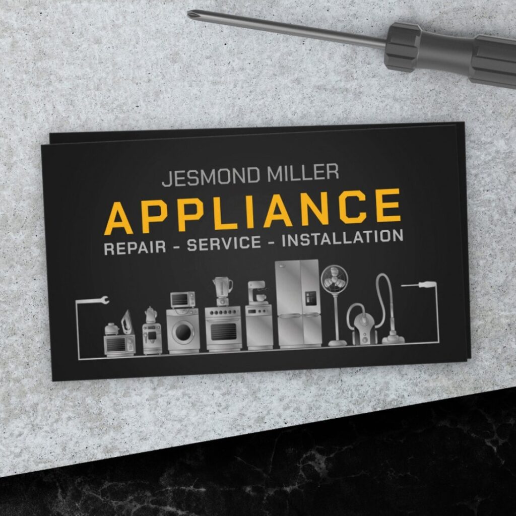 HVAC and appliance repair service business card in bold style