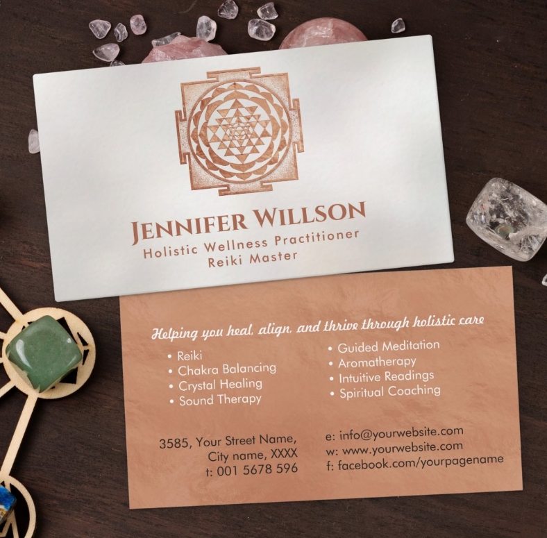 Copper tone Sri Yantra sacred geometry design