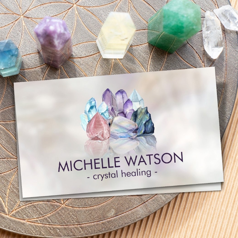 Healing crystal business card design