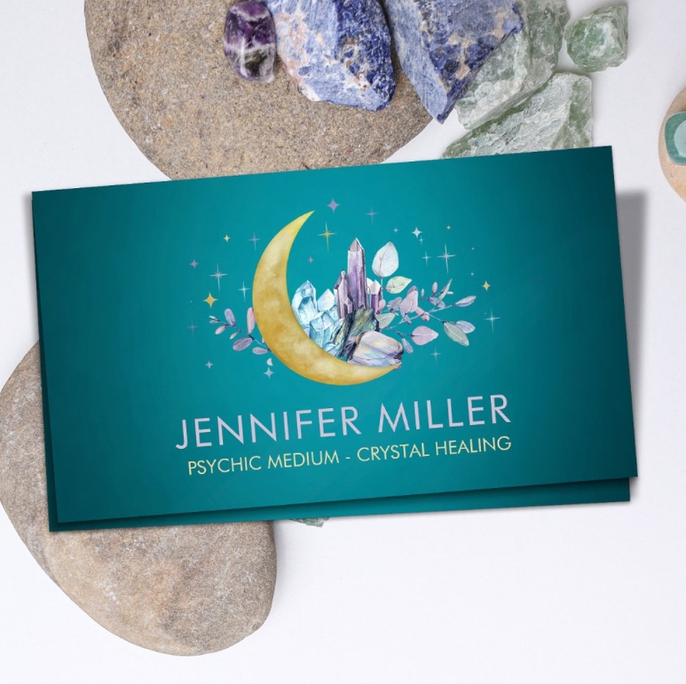 Crystal and moon phase business card