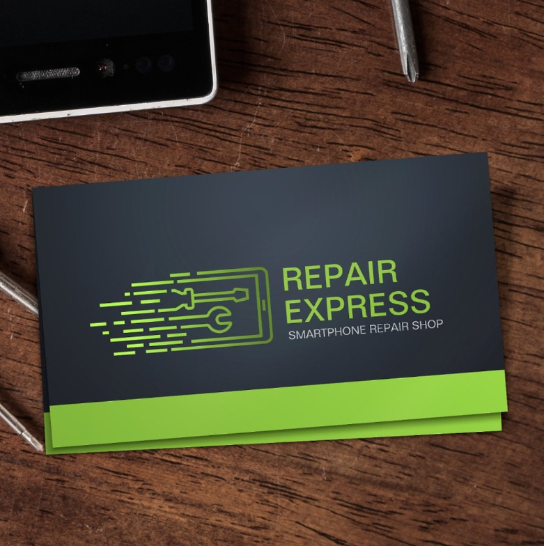 Sleek electronics repair business card design