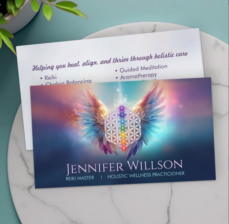Flower of life - Angel Wings - Reiki Business Card