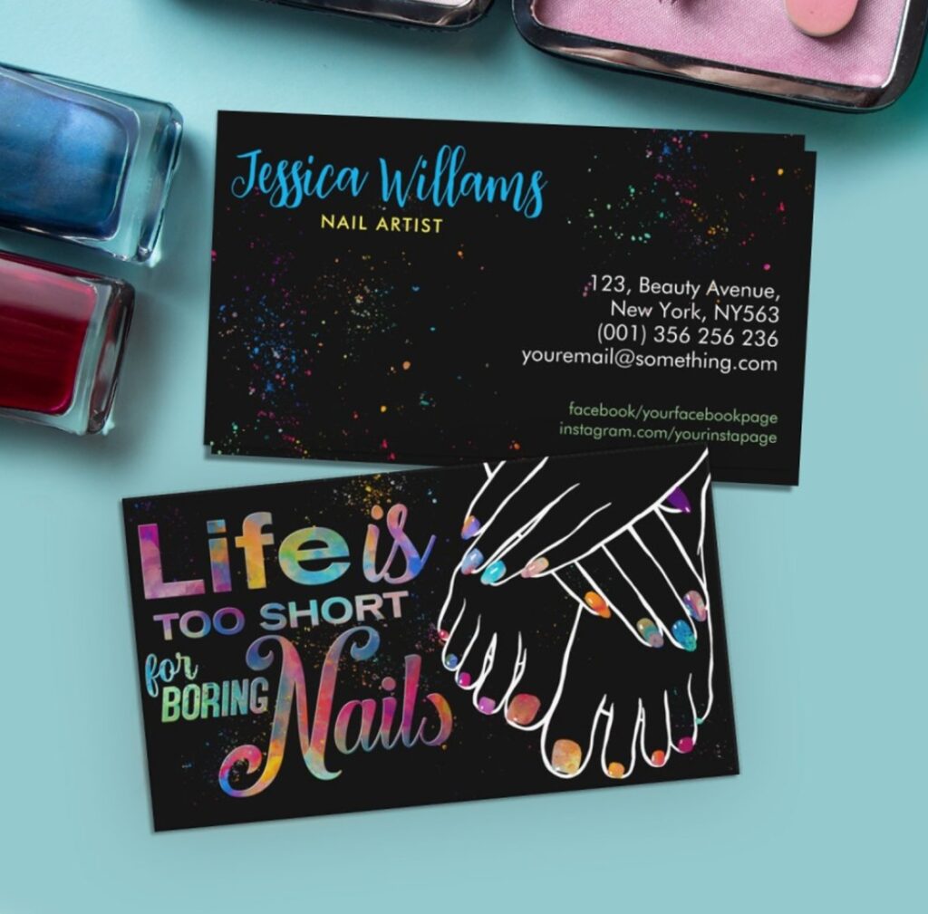 “Life is Too Short” Nail Artist Business Card