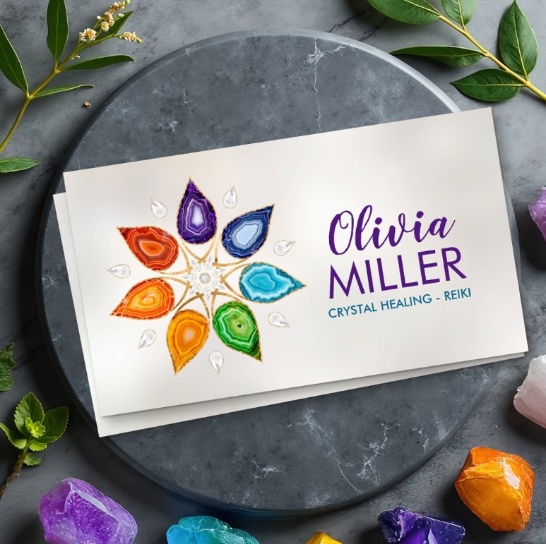 Geode Chakra Flower - business card for crystal healing