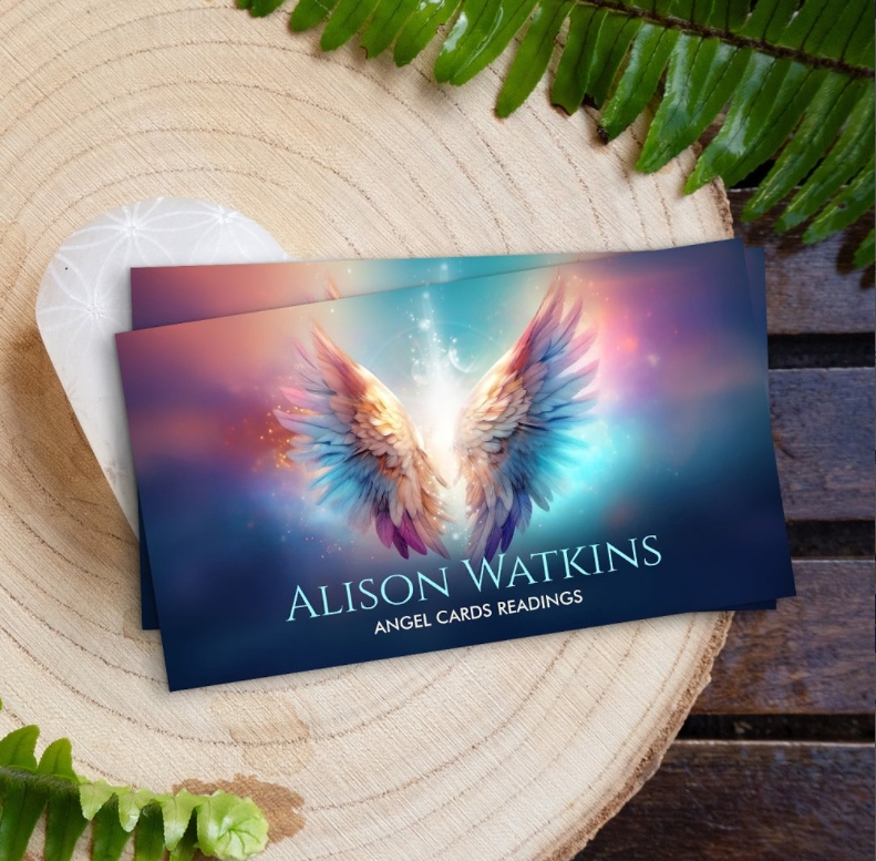 Professional angel wings business card for energy workers