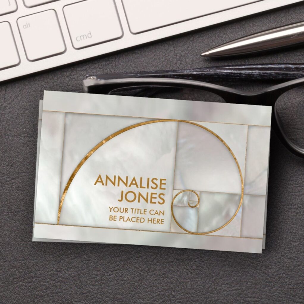 Golden Spiral Pearl and Gold Business Card