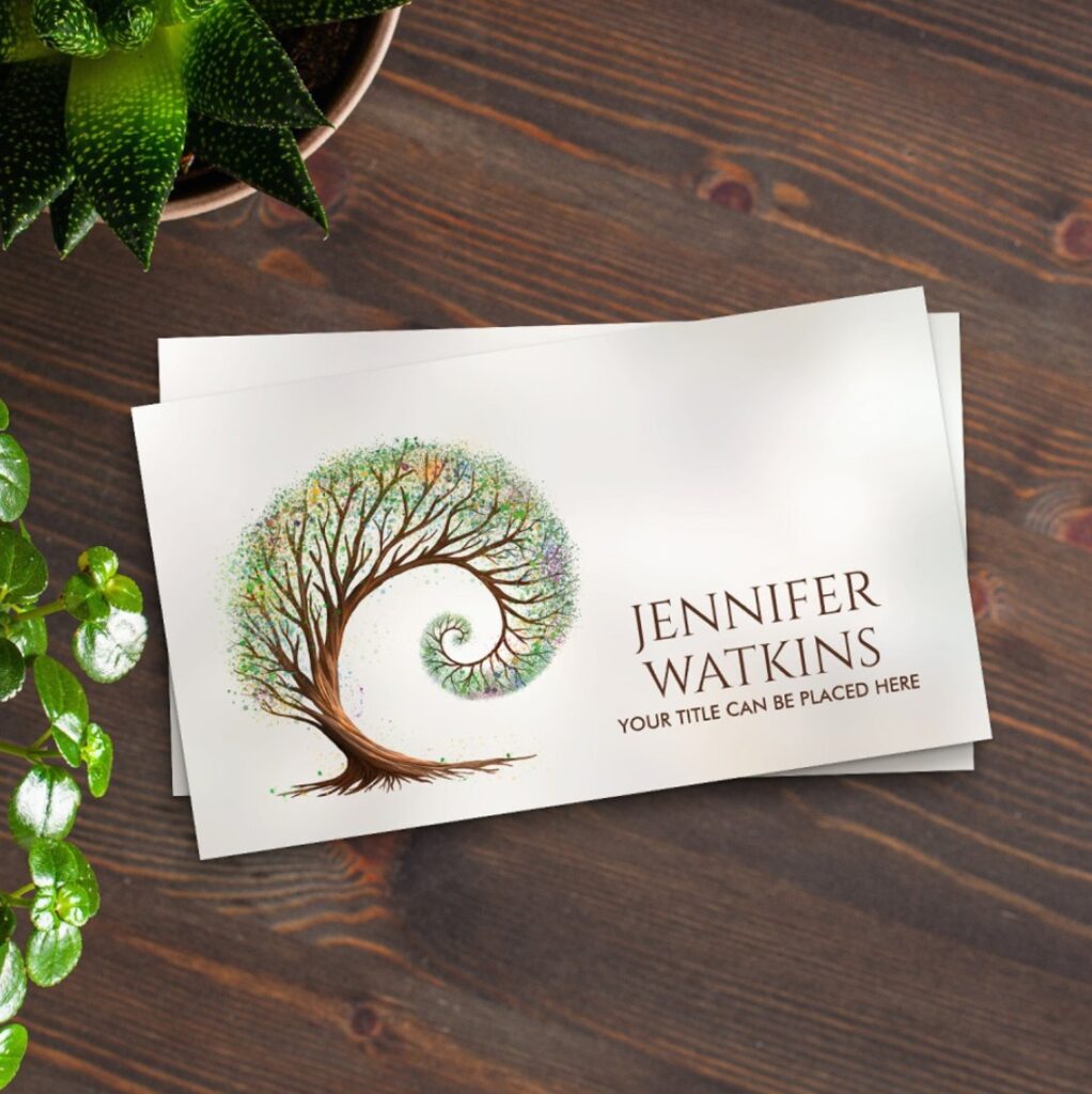 Eternal Growth Golden Ratio Spiral Tree Business Card