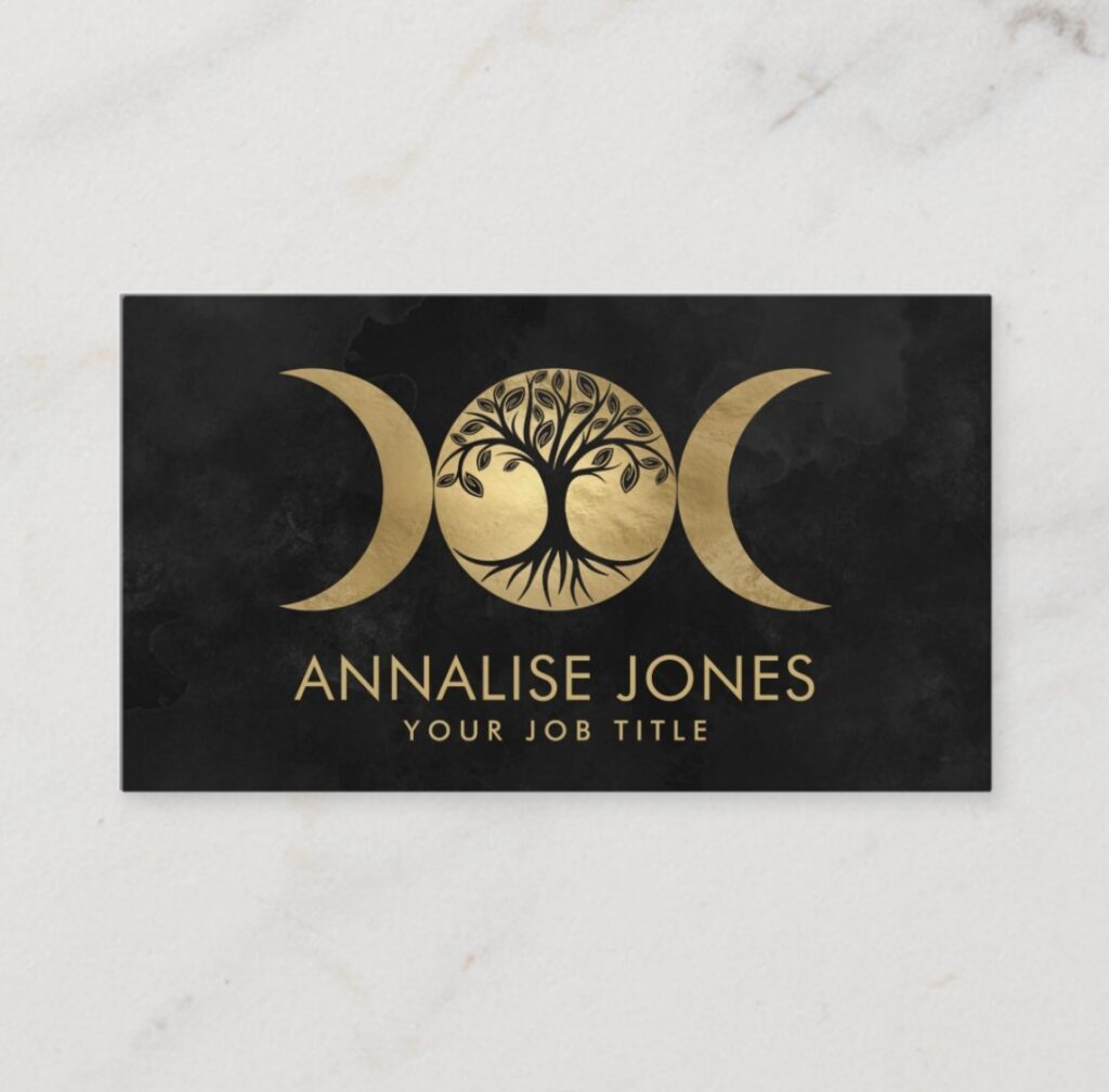 Golden Triple moon - Tree of life Business Card