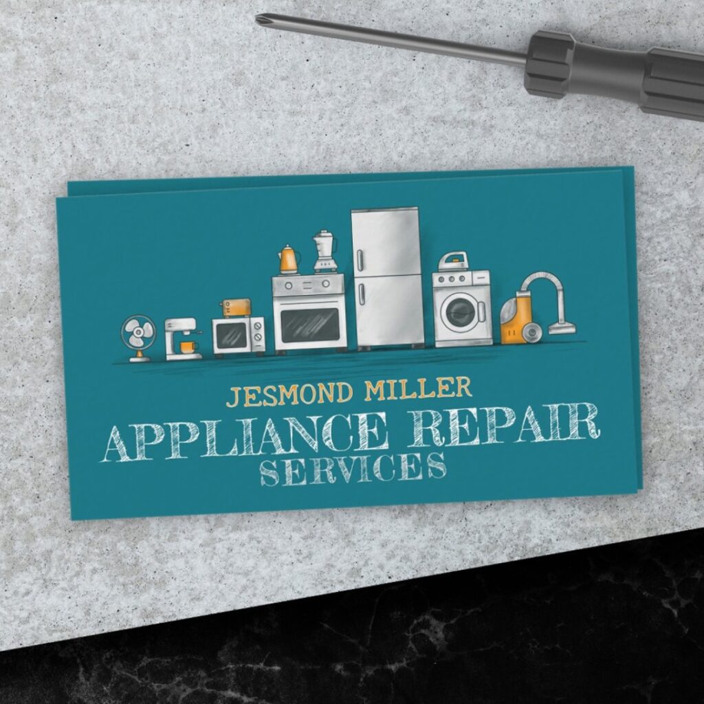 Hand-drawn style appliance repair business card