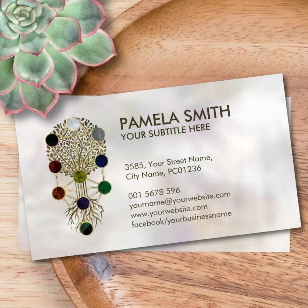 Kabbalah The Tree of Life Ornament on Pearl Business Card