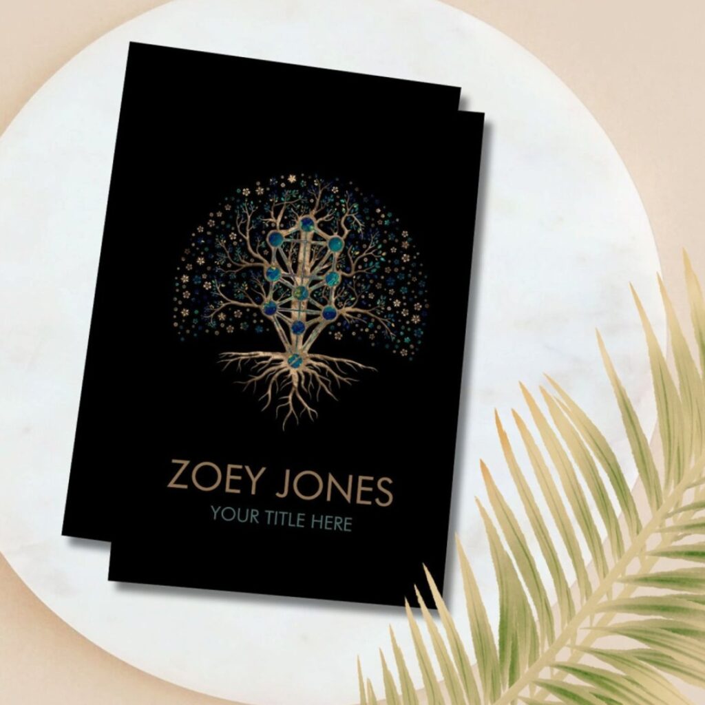 Kabbalah The Tree of Life Marble and Gold Business Card