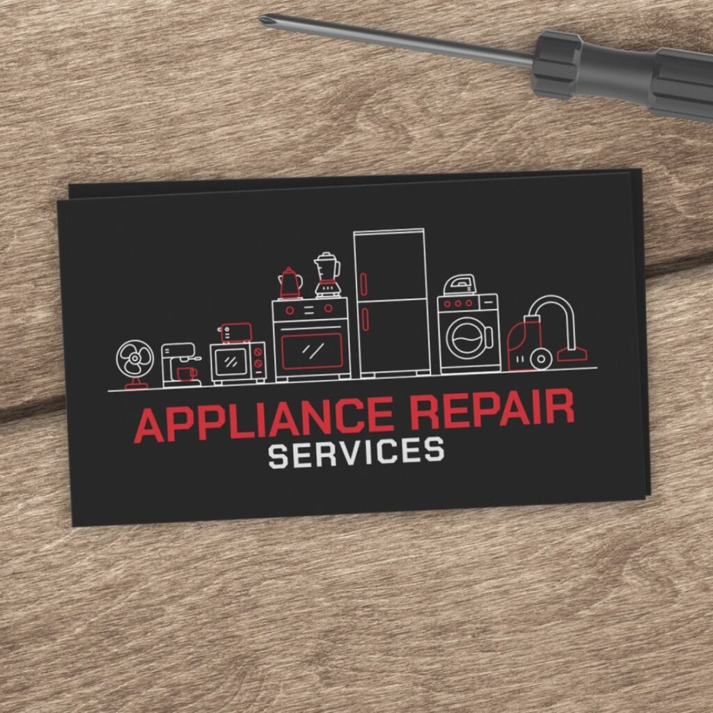 Minimal line art business card for repair services