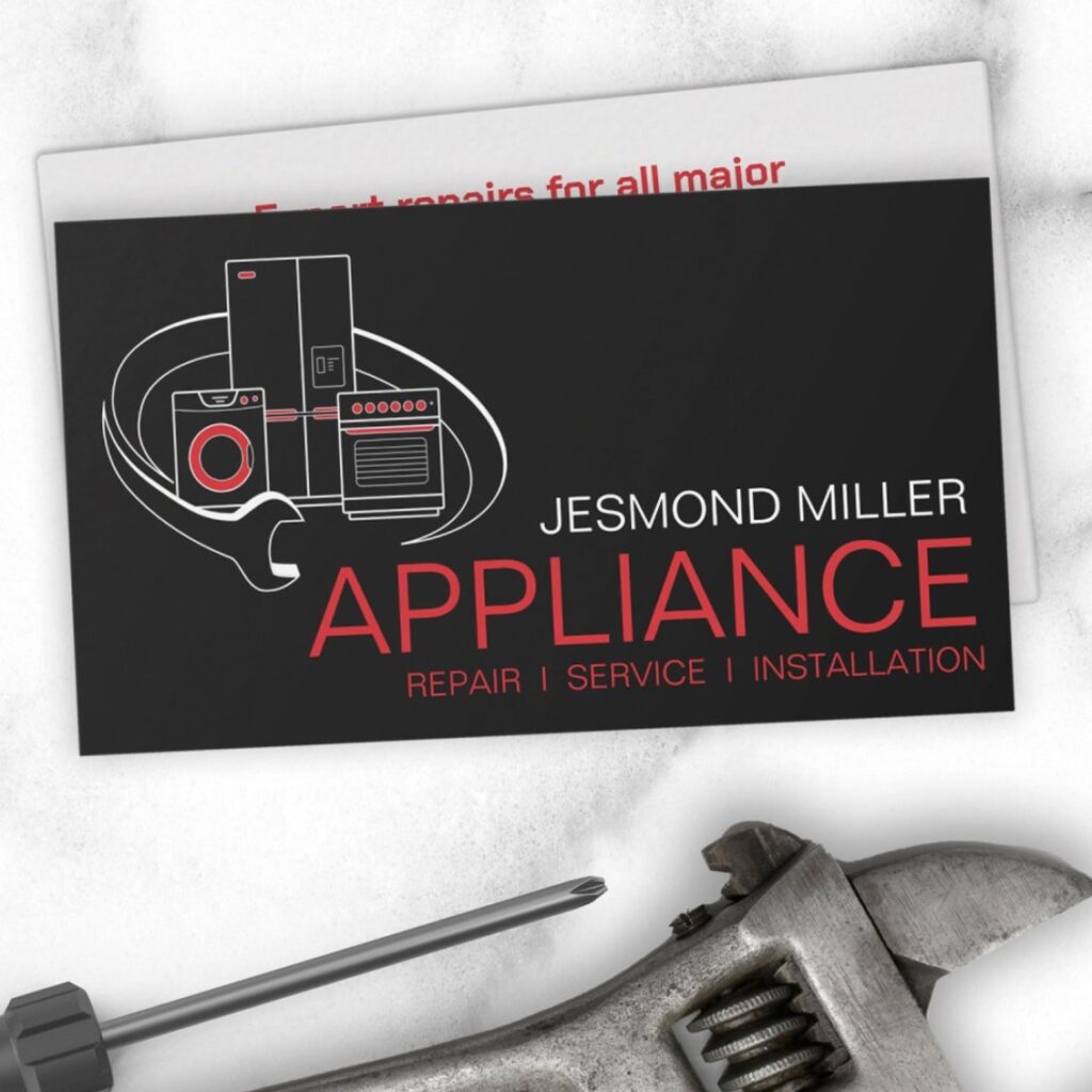 Simple business card for appliance technician services