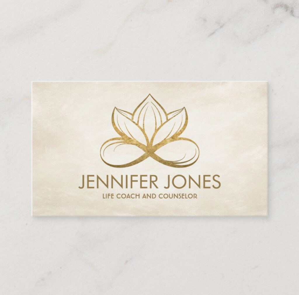 Infinity Golden Lotus Flower Business Card