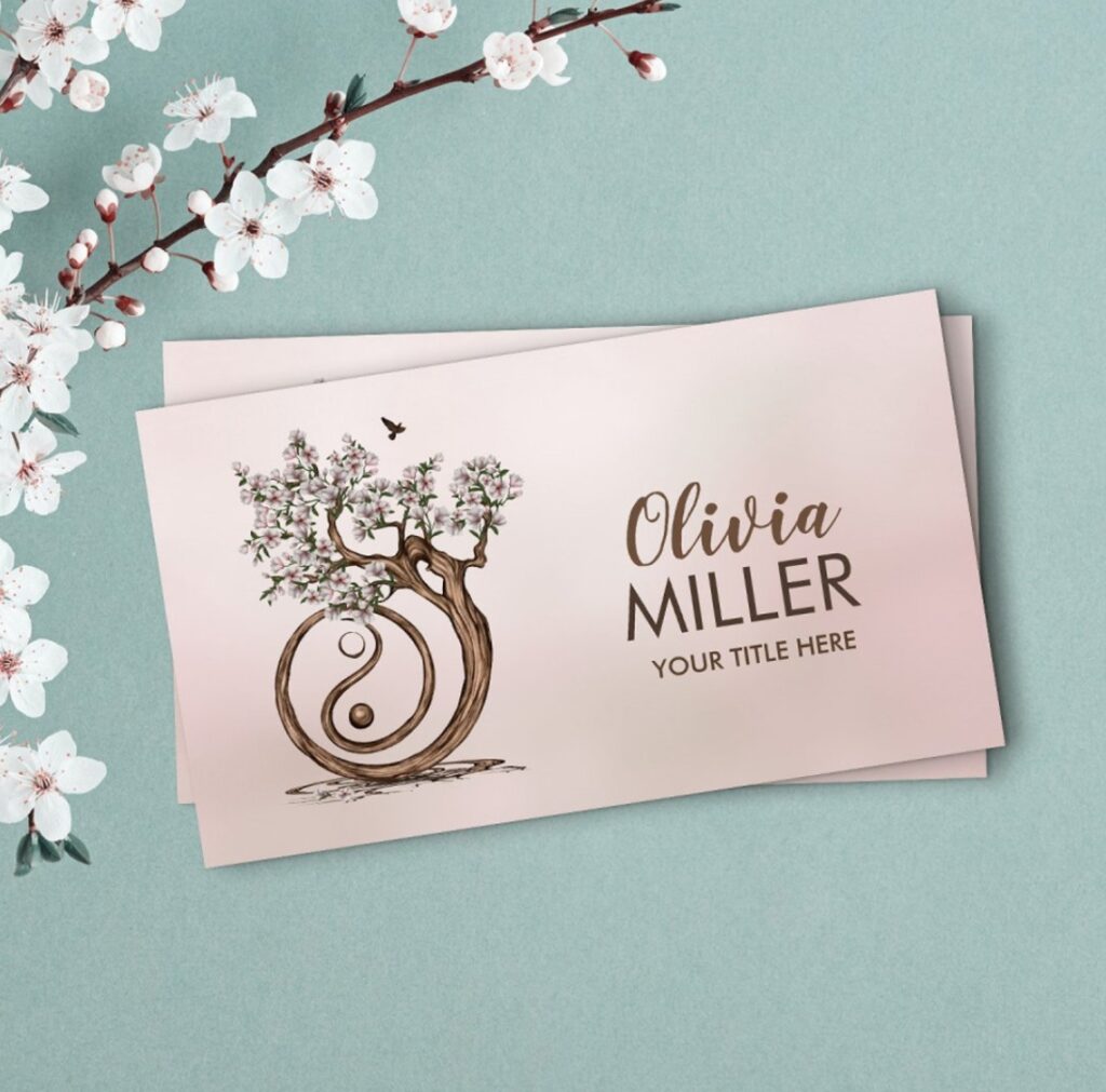Magnolia Blossom Yin Yang Tree Business Card
