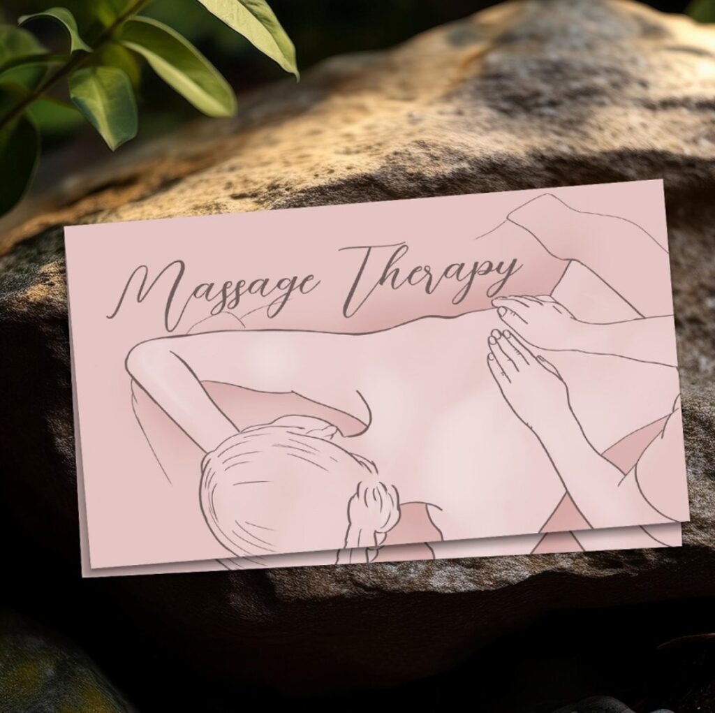 Watercolor and pencil massage business card