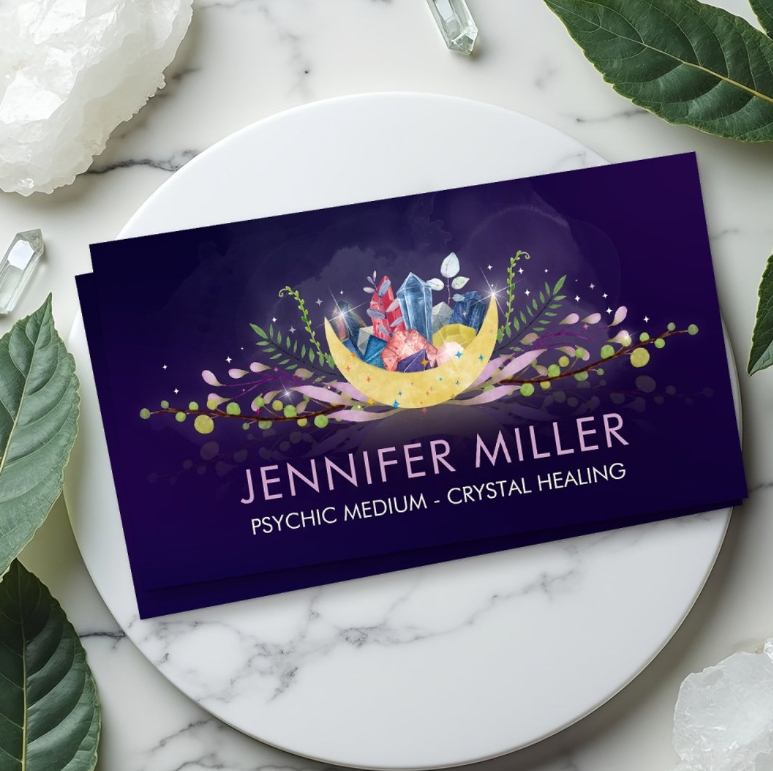 Crystal and moon business card