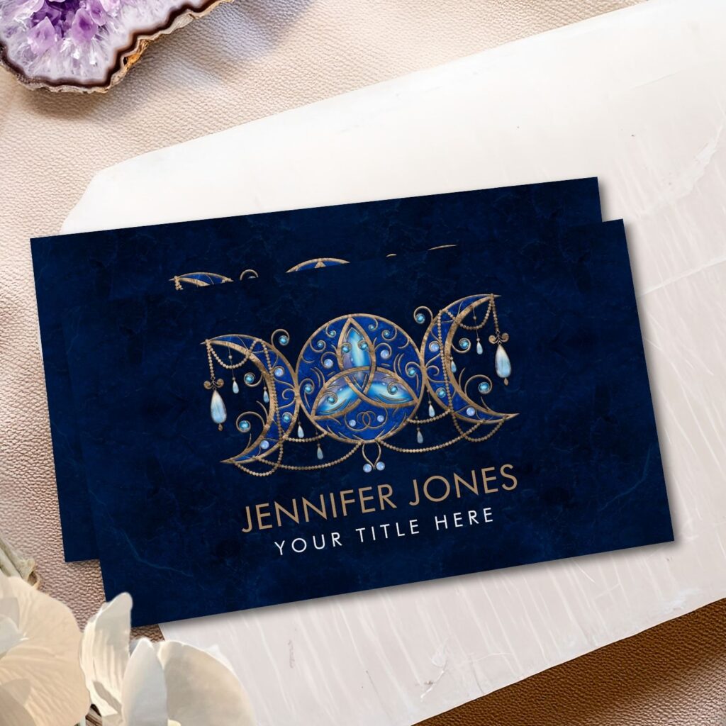 Triple Moon Triquetra Ornament with Moonstone Business Card