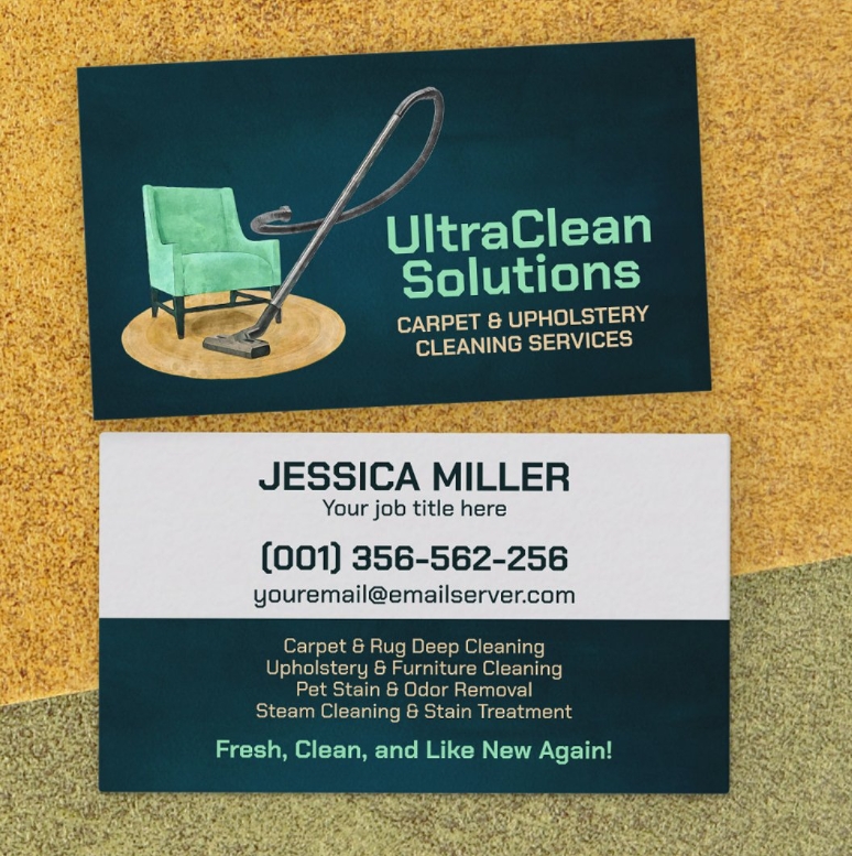 upholstery cleaning business card - illustration style