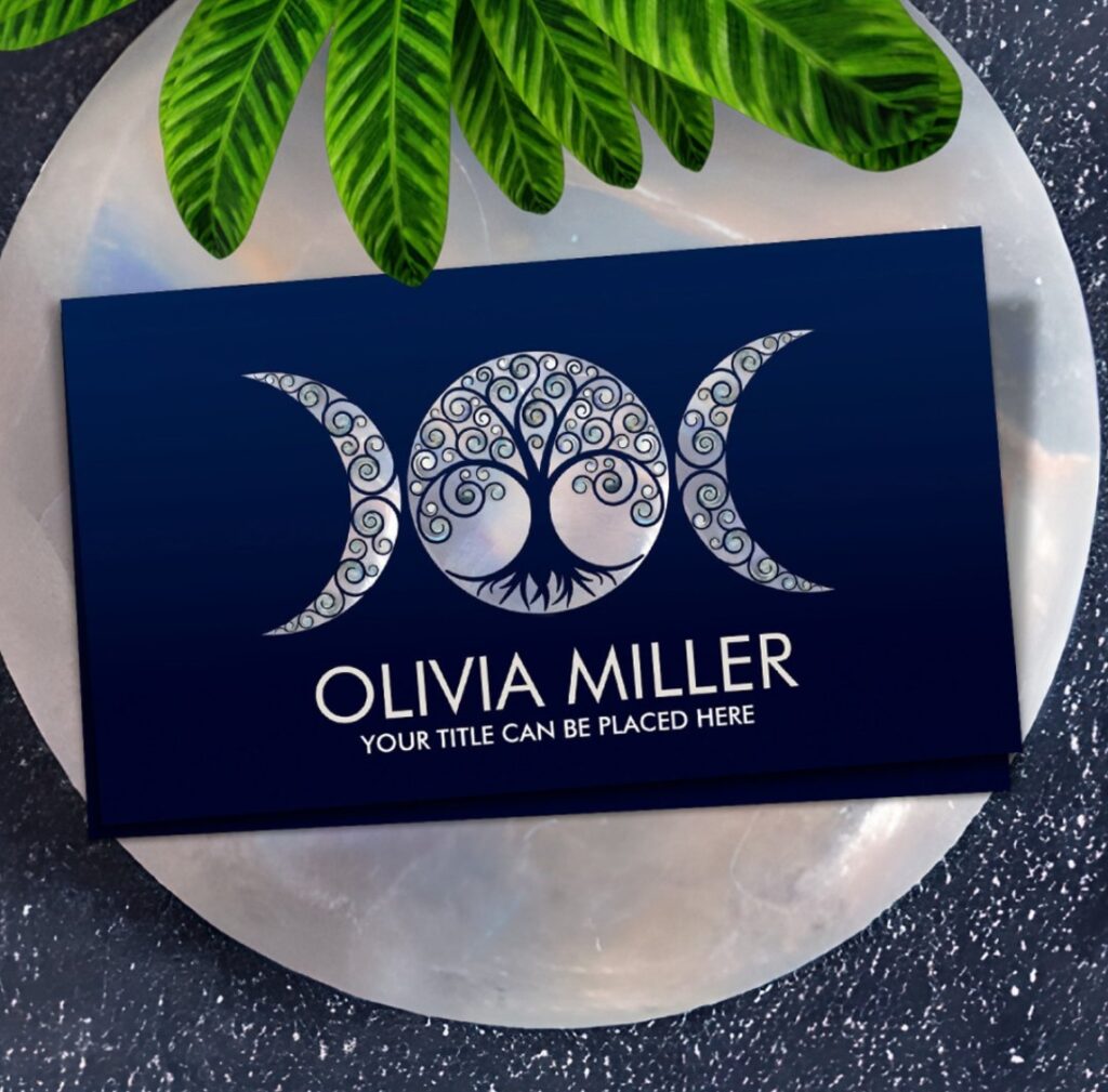 Triple Moon - Tree of life - Moonstone and Pearl Business Card