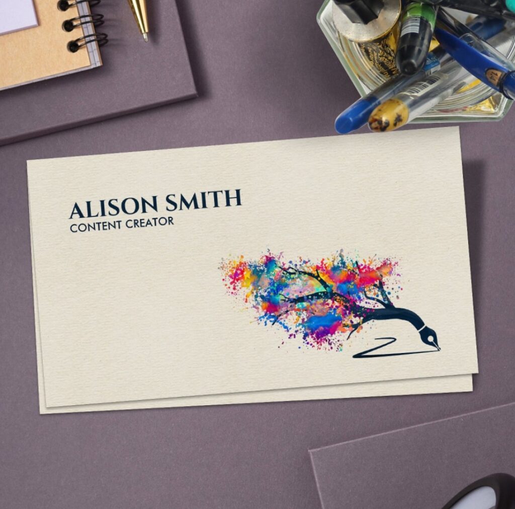 Creative Writing Fountain Ink Pen Tree Business Card