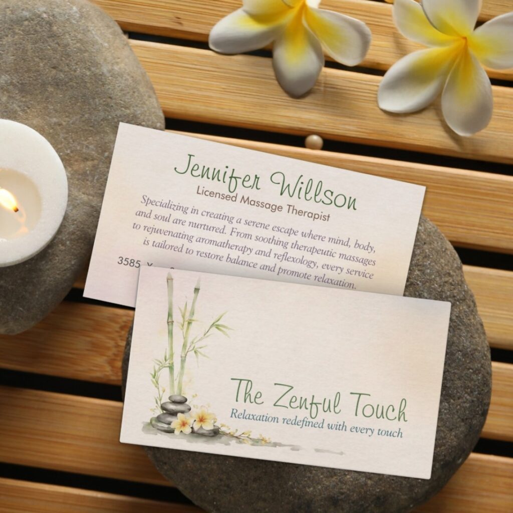 Zen Serenity Spa Watercolor Art Business Card