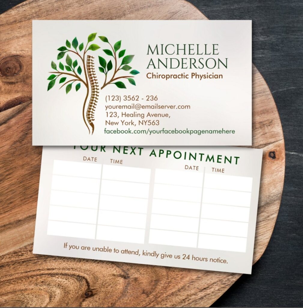 Spine Health Tree Chiropractic Appointment Business Card