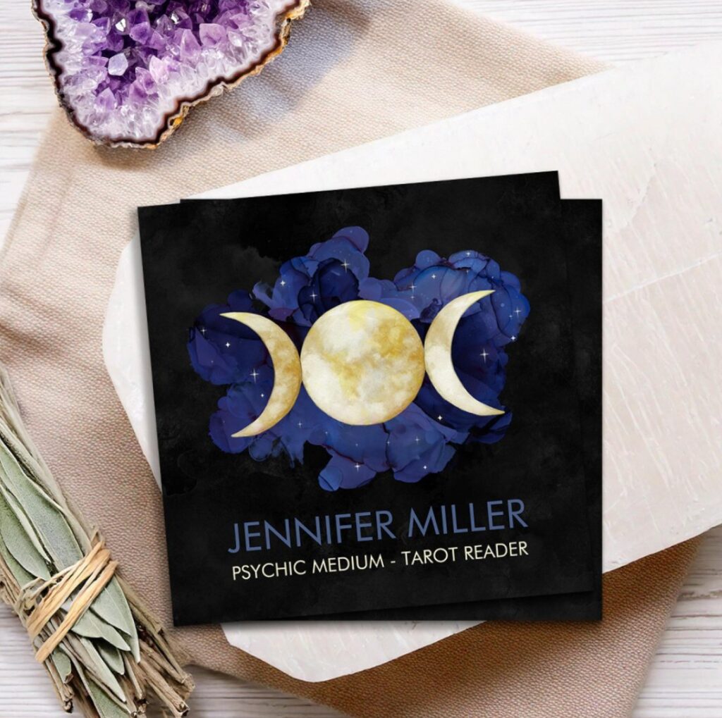 Triple Moon - Watercolor Square Business Card