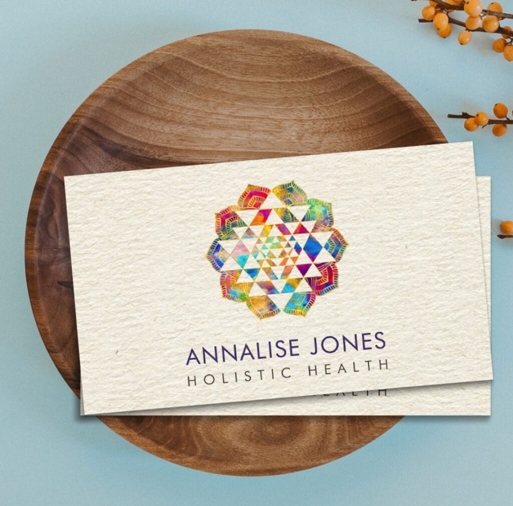 Gold and watercolor Sri Yantra / Sri Chakra Business Card