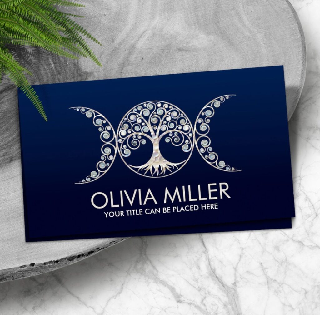 Triple Moon - Tree of life - Moonstone and Pearl Business Card