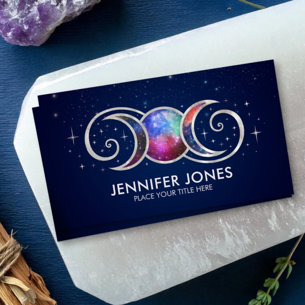 Triple Moon Golden Spiral Ornament Business Card