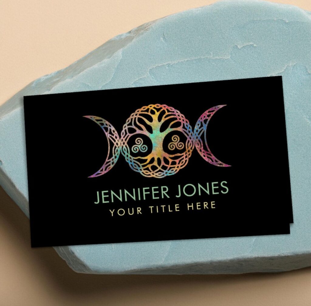 Triple Moon with triskele and tree of life Business Card