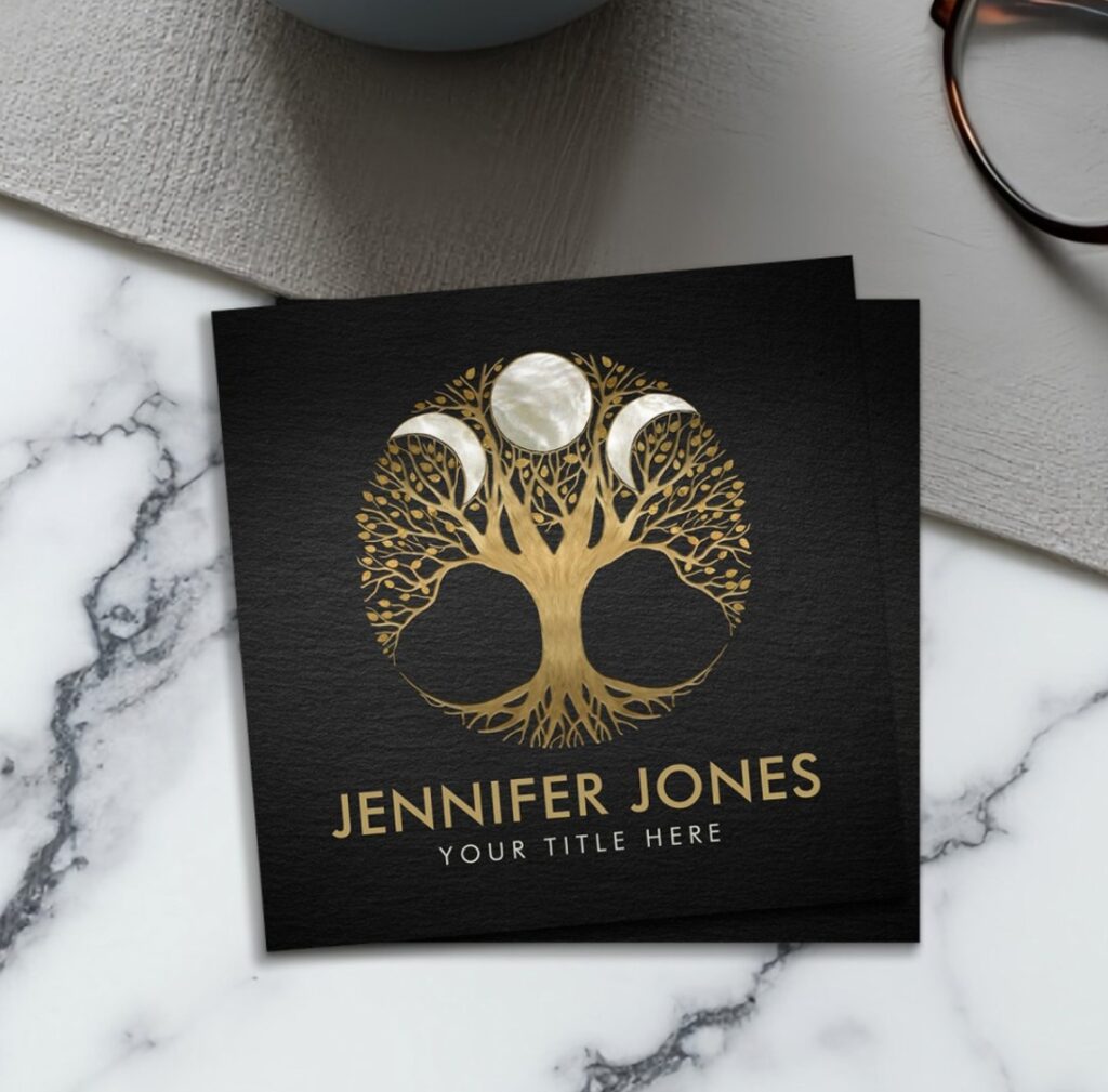 Triple Moon - Tree of life Ornament Square Business Card