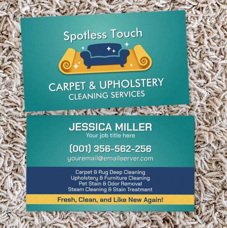 Professional couch cleaning business card with eco-friendly color design