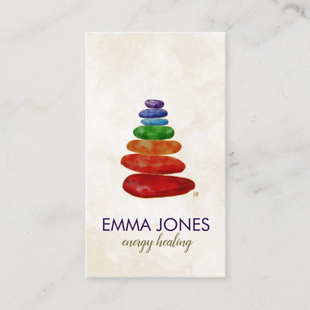 Vertical Chakra Zen Stones Business Card