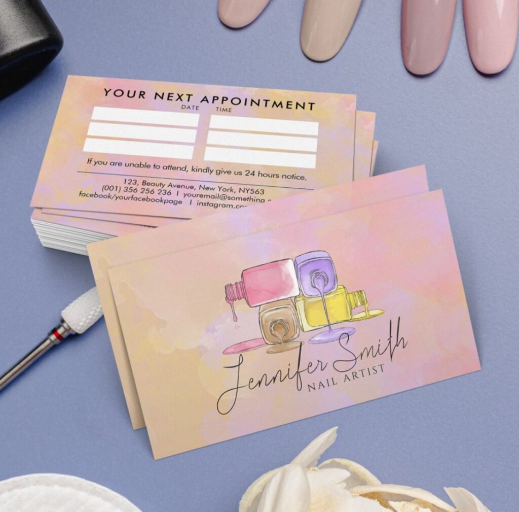 Nail Artist Watercolor Nail Polish Art Card