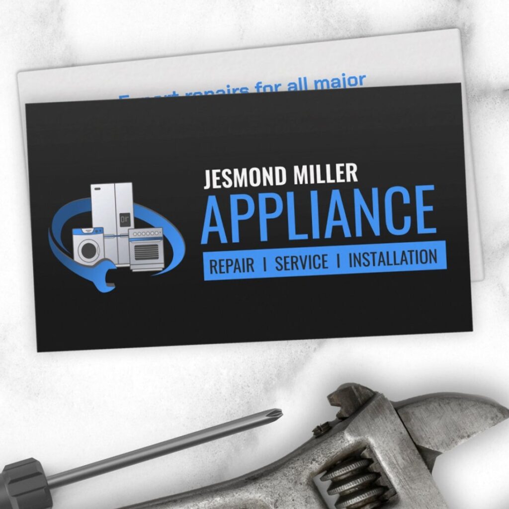 Modern appliance repair services card with clear layout