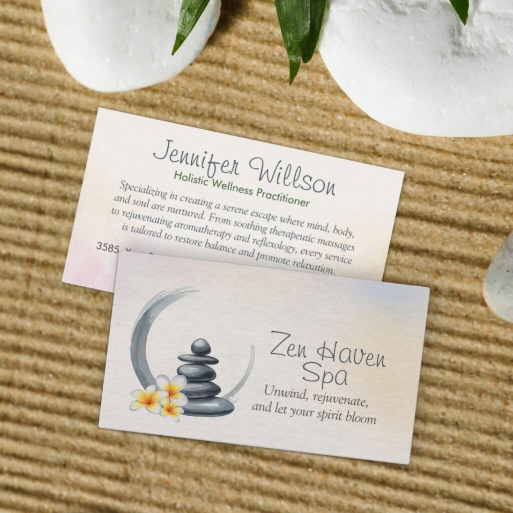 Zen Serenity Spa Watercolor Art Business Card