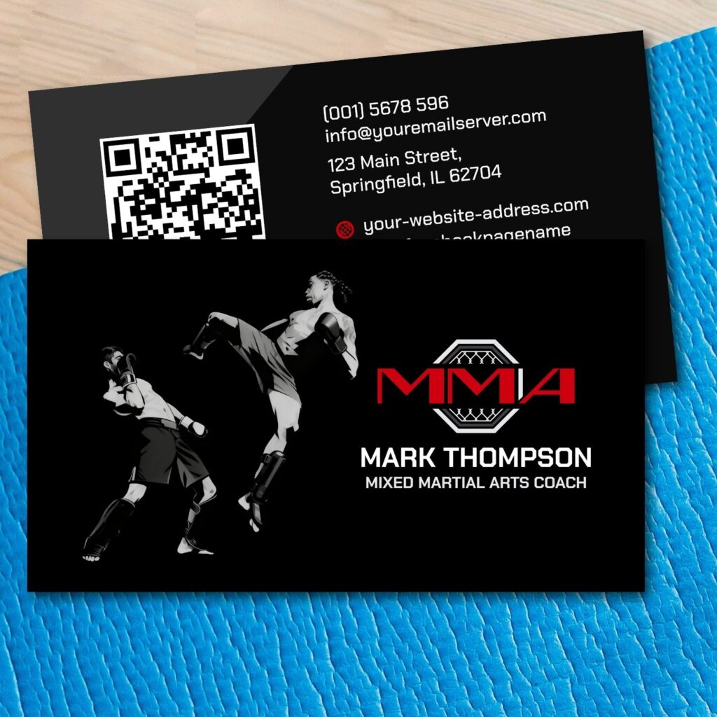 MMA training business card with professional modern layout