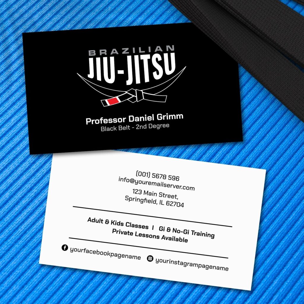 Sleek modern Brazilian Jiu-Jitsu professor business card