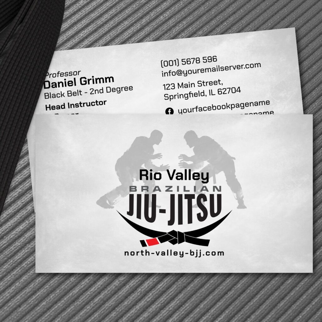 Brazilian Jiu-Jitsu instructor business card with watercolor design