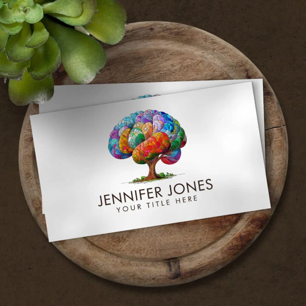 Brain tree design with colorful mosaic pattern