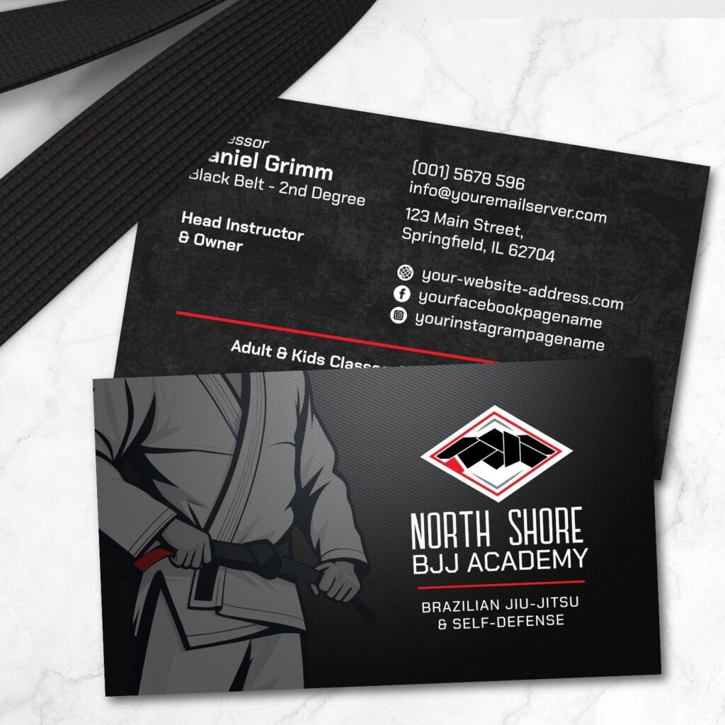Professional Brazilian Jiu-Jitsu instructor business card design