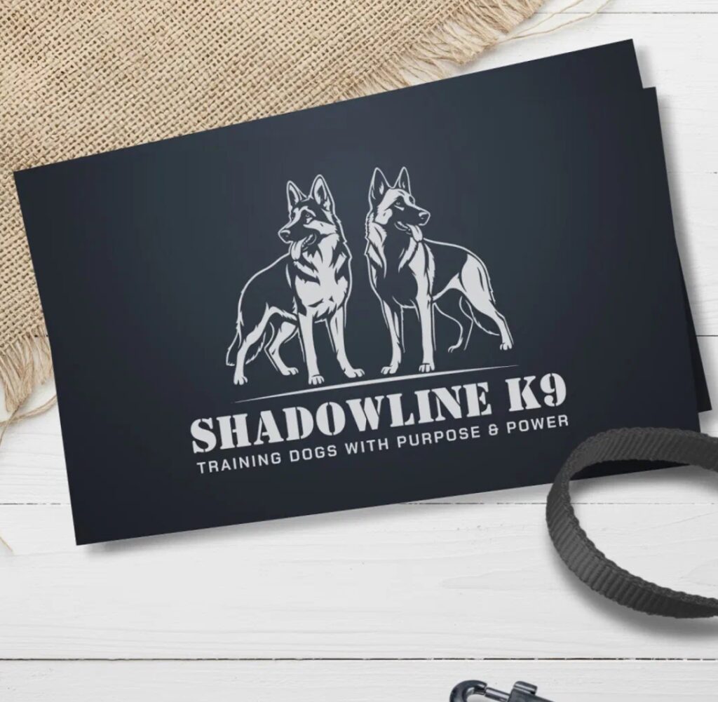 German Shepherd and Malinois K9 training business card for professional dog trainers