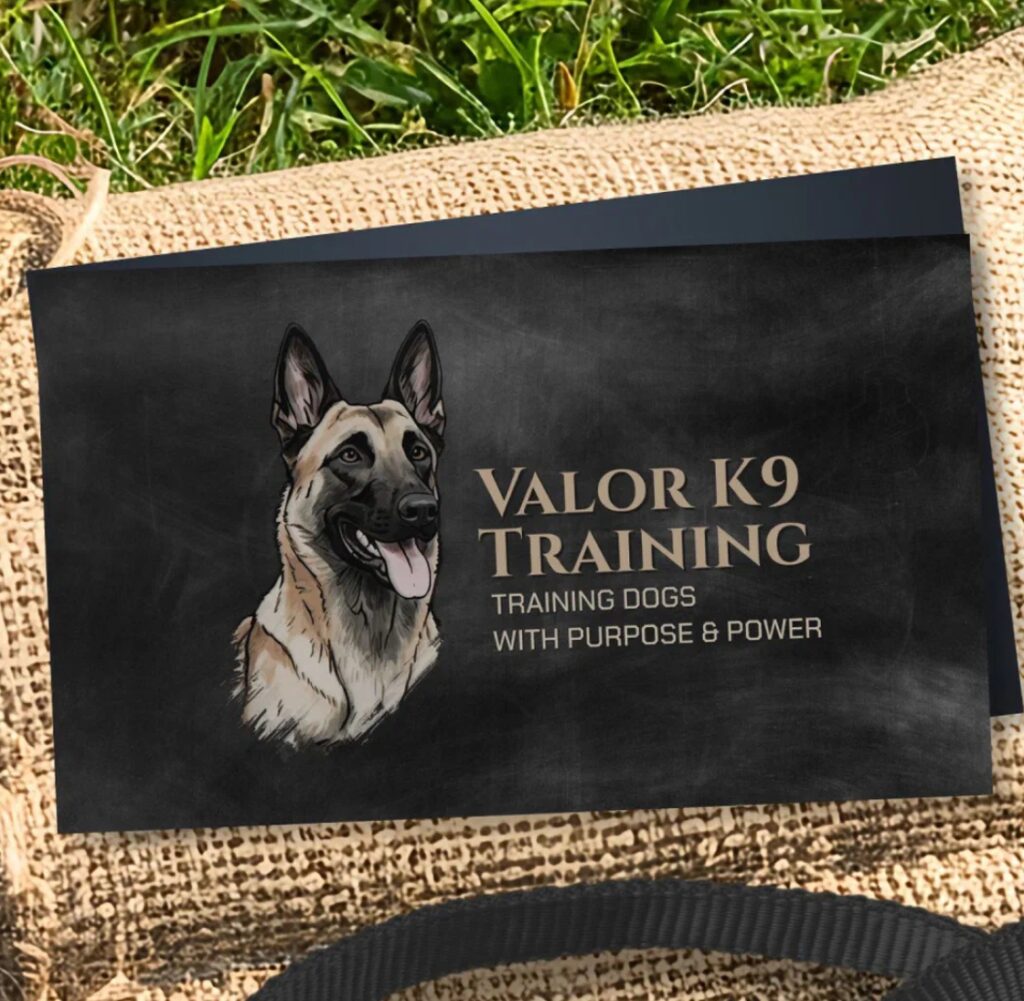 Malinois K9 training business card for professional dog trainers