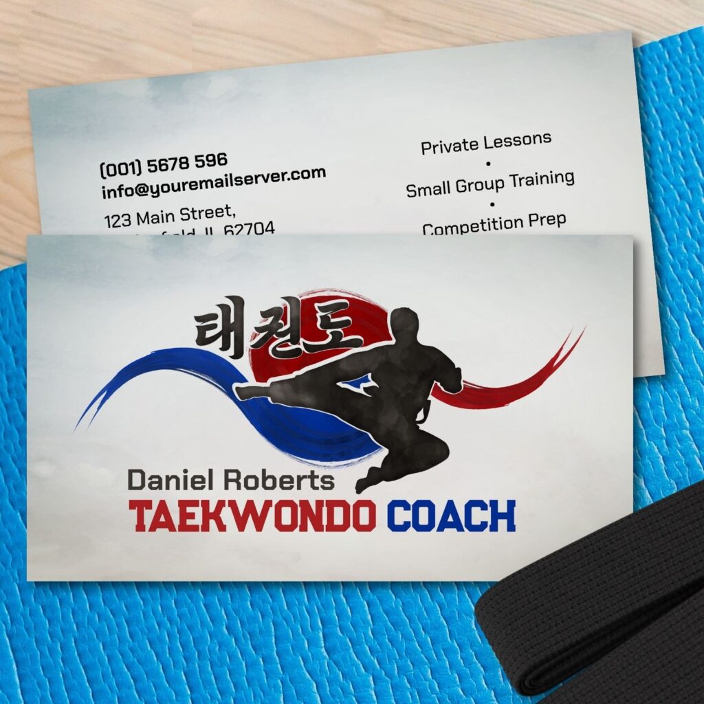Modern Taekwondo business card with Taegeuk and Hangul symbol